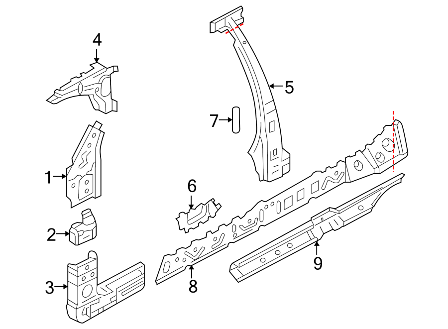 2Pillars. Rocker & floor. Center pillar & rocker. Hinge pillar. Rocker panel.https://images.simplepart.com/images/parts/motor/fullsize/9255490.png