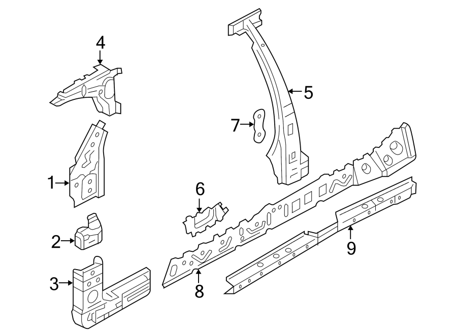 2Pillars. Rocker & floor. Center pillar. Hinge pillar. Rocker panel.https://images.simplepart.com/images/parts/motor/fullsize/9255515.png