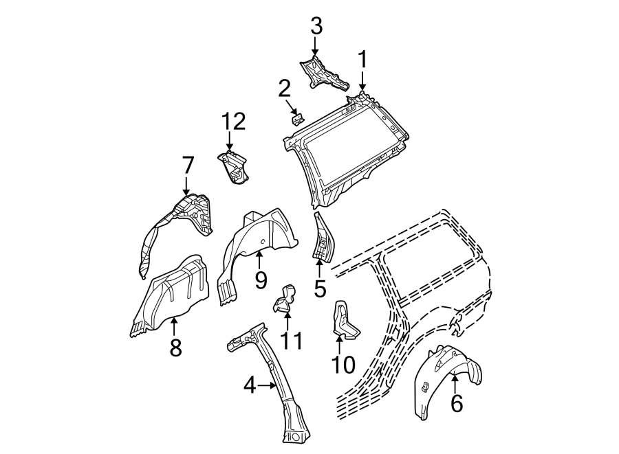 Quarter panel. Inner structure.https://images.simplepart.com/images/parts/motor/fullsize/9255625.png