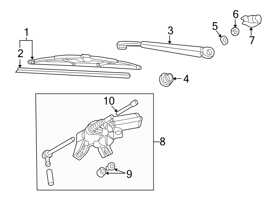 9Lift gate. Wiper & washer components.https://images.simplepart.com/images/parts/motor/fullsize/9255770.png