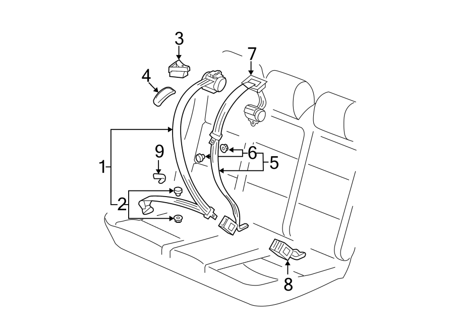 3RESTRAINT SYSTEMS. REAR SEAT BELTS.https://images.simplepart.com/images/parts/motor/fullsize/9256445.png