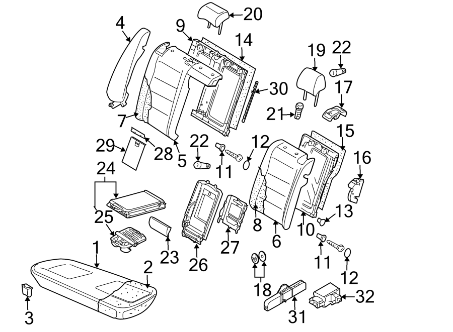 SEATS & TRACKS. REAR SEAT COMPONENTS.