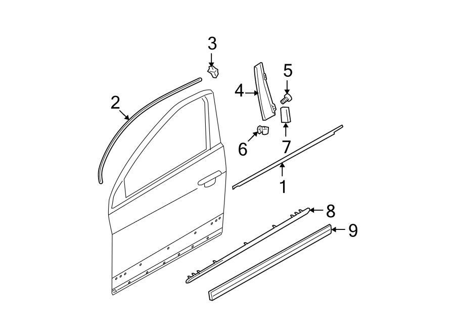 1FRONT DOOR. EXTERIOR TRIM.https://images.simplepart.com/images/parts/motor/fullsize/9256575.png