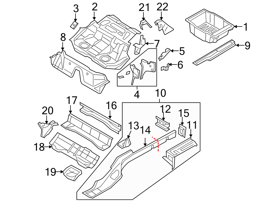 REAR BODY & FLOOR. FLOOR & RAILS.