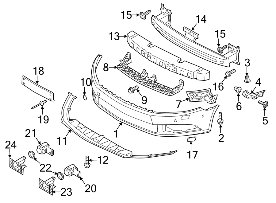 15Front bumper & grille. Bumper & components.https://images.simplepart.com/images/parts/motor/fullsize/9257011.png