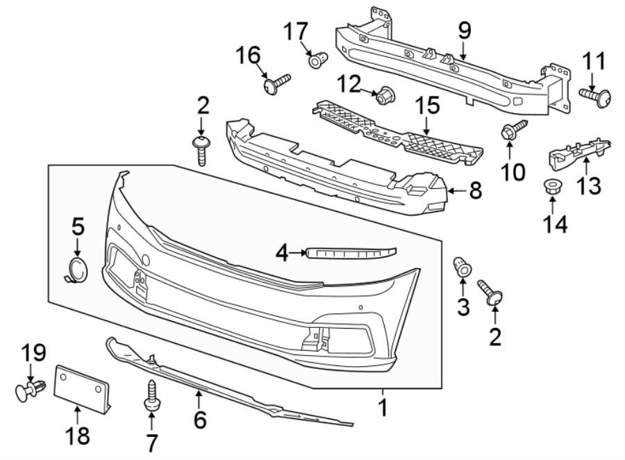 1FRONT BUMPER. BUMPER & COMPONENTS.https://images.simplepart.com/images/parts/motor/fullsize/9258007.png