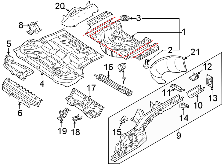 REAR BODY & FLOOR. FLOOR & RAILS.