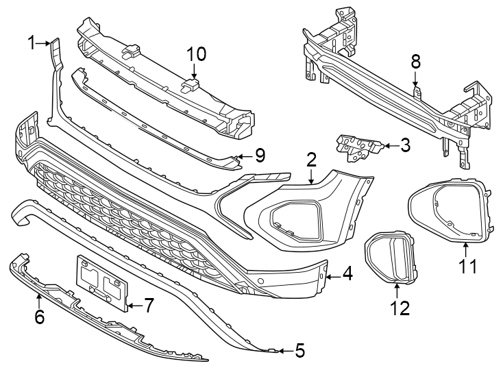 1Front bumper & grille. Bumper & components.https://images.simplepart.com/images/parts/motor/fullsize/9265033.png