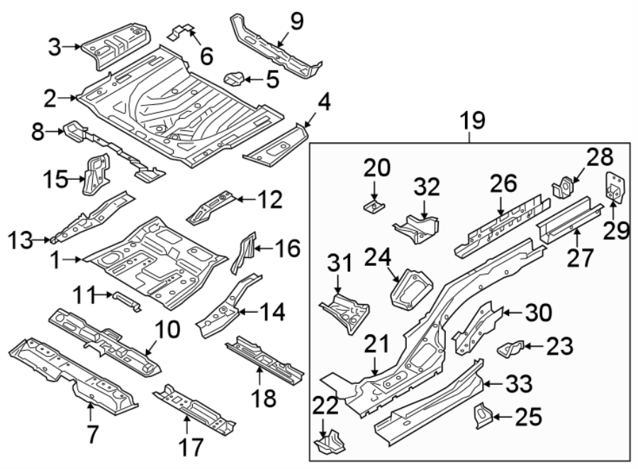 Rear body & floor. Floor & rails.