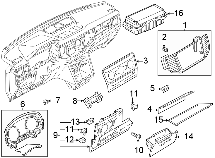 Instrument panel components.