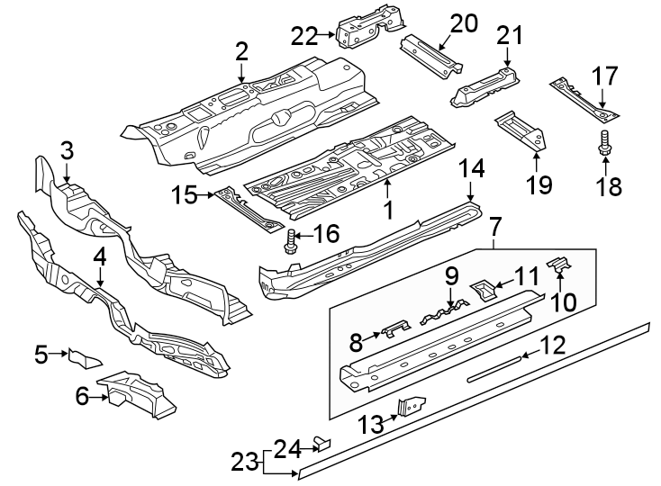 2Pillars. Rocker & floor. Exterior trim.https://images.simplepart.com/images/parts/motor/fullsize/9267610.png