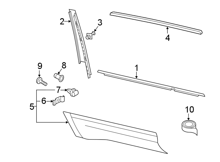 5Rear door. Exterior trim.https://images.simplepart.com/images/parts/motor/fullsize/9267655.png