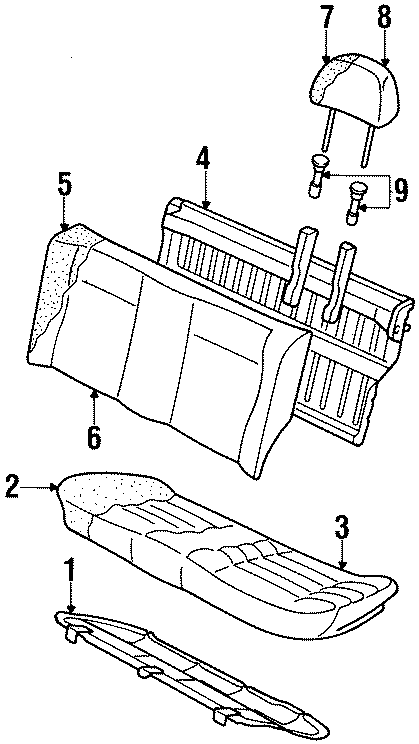 Full size assembly image of SEATS & TRACKS. REAR SEAT COMPONENTS. (1/1)