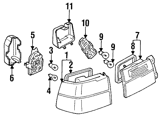 Full size assembly image of REAR LAMPS. TAIL LAMPS. (1/1)