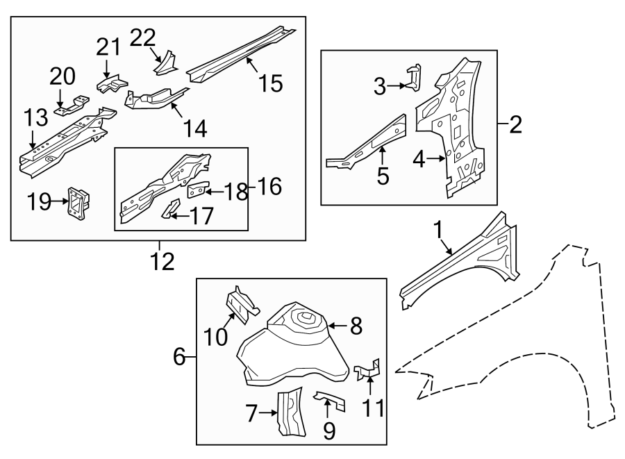 FENDER. STRUCTURAL COMPONENTS & RAILS.