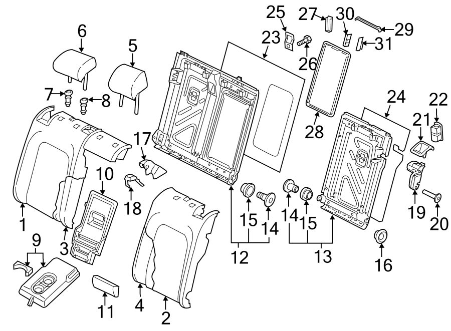 SEATS & TRACKS. REAR SEAT COMPONENTS.