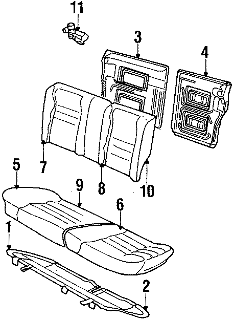 Full size assembly image of SEATS. REAR SEAT COMPONENTS. (1/1)