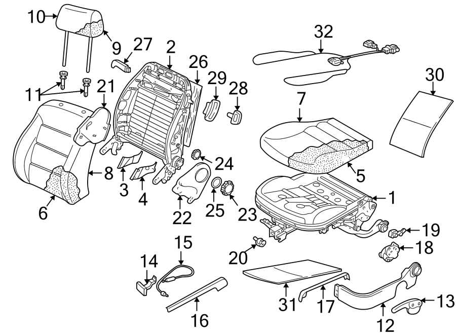 SEATS & TRACKS. FRONT SEAT COMPONENTS.