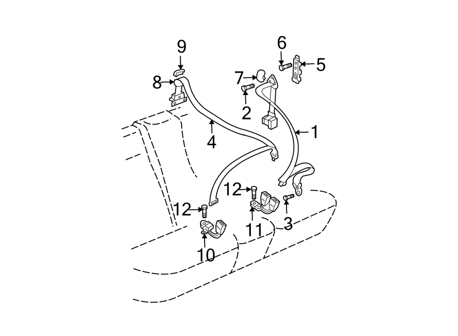 12RESTRAINT SYSTEMS. REAR SEAT BELTS.https://images.simplepart.com/images/parts/motor/fullsize/9277480.png