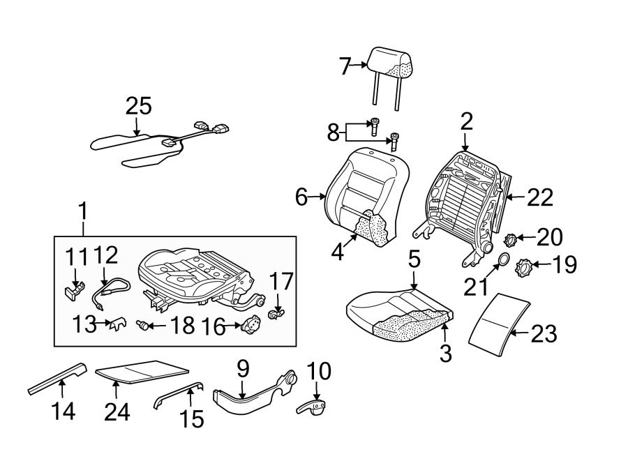 SEATS & TRACKS. FRONT SEAT COMPONENTS.