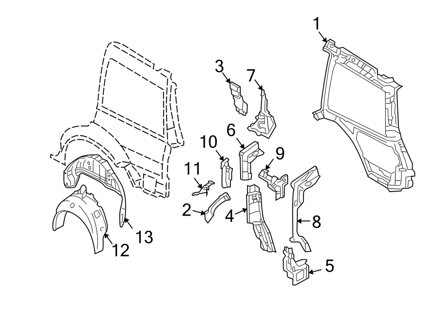 11QUARTER PANEL. INNER STRUCTURE.https://images.simplepart.com/images/parts/motor/fullsize/9277617.png