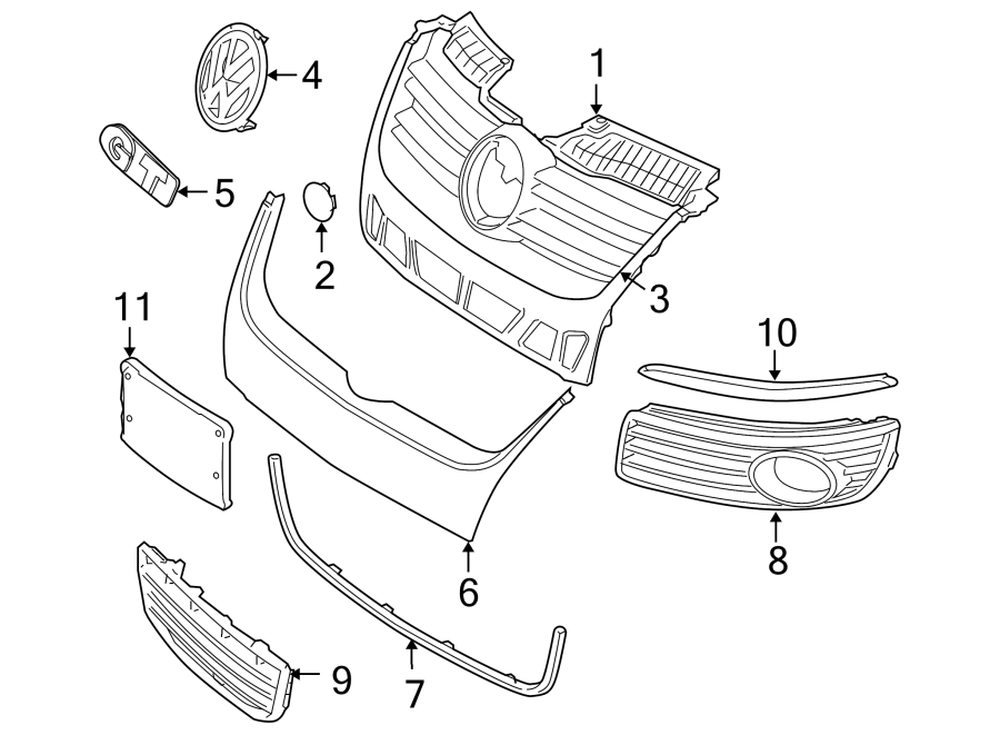 8FRONT BUMPER & GRILLE. GRILLE & COMPONENTS.https://images.simplepart.com/images/parts/motor/fullsize/9278010.png