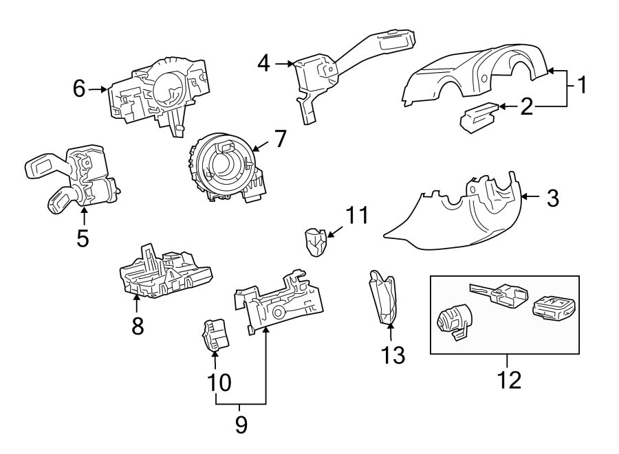 12STEERING COLUMN. SHROUD. SWITCHES & LEVERS.https://images.simplepart.com/images/parts/motor/fullsize/9279445.png