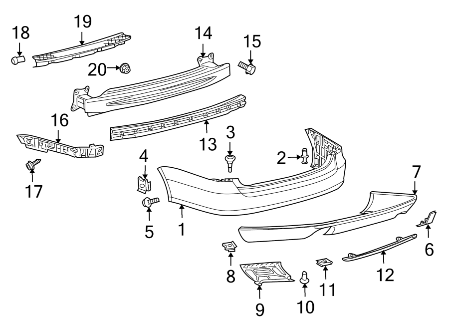 REAR BUMPER. BUMPER & COMPONENTS.