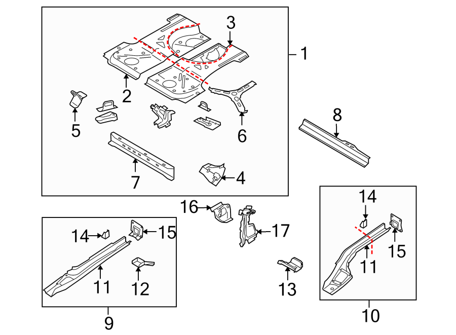 REAR BODY & FLOOR. FLOOR & RAILS.