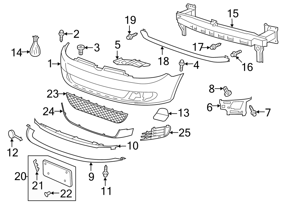 22FRONT BUMPER. BUMPER & COMPONENTS.https://images.simplepart.com/images/parts/motor/fullsize/9281005.png