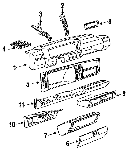 Full size assembly image of INSTRUMENT PANEL. (1/1)