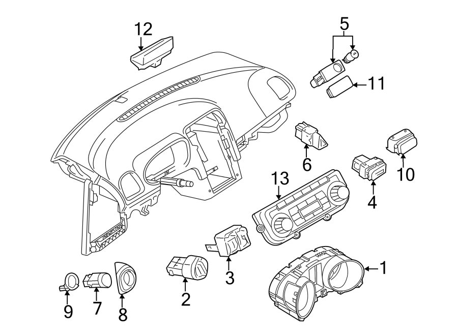 INSTRUMENT PANEL. CLUSTER & SWITCHES.