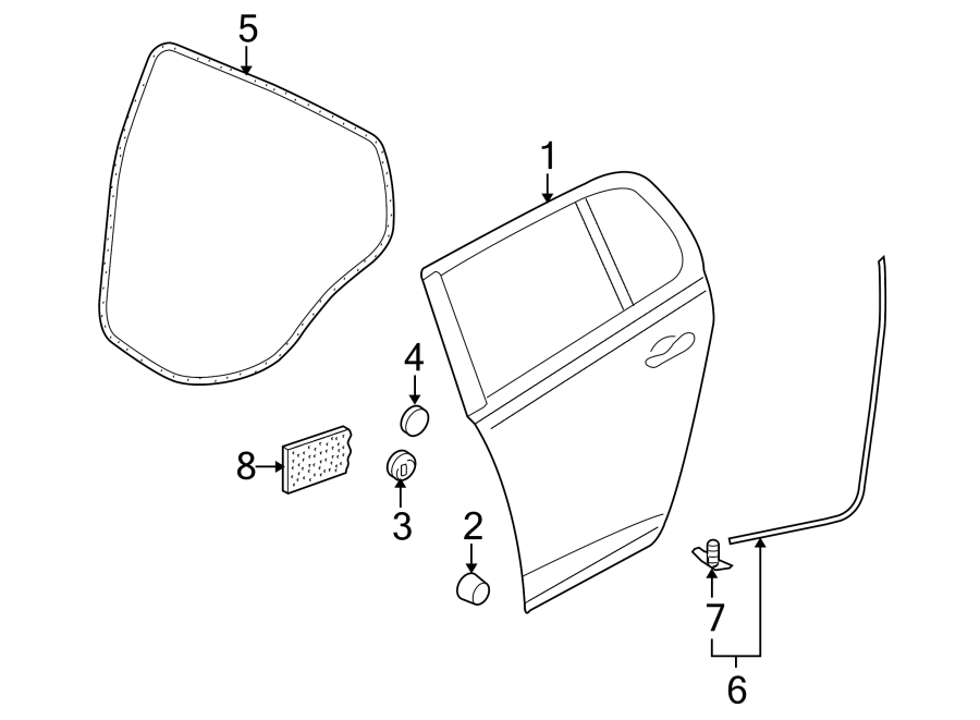 REAR DOOR. DOOR & COMPONENTS.