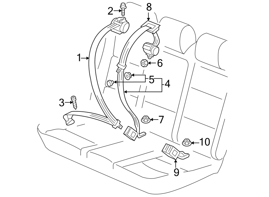 8RESTRAINT SYSTEMS. REAR SEAT BELTS.https://images.simplepart.com/images/parts/motor/fullsize/9282415.png