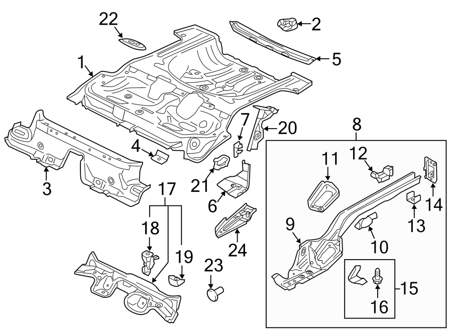 REAR BODY & FLOOR. FLOOR & RAILS.