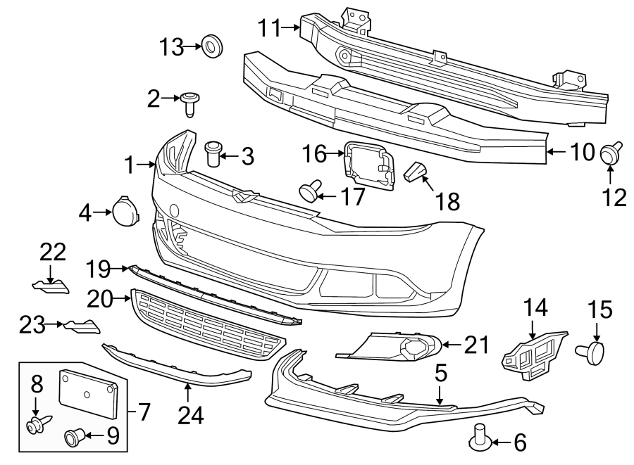 24FRONT BUMPER & GRILLE. BUMPER & COMPONENTS.https://images.simplepart.com/images/parts/motor/fullsize/9283013.png