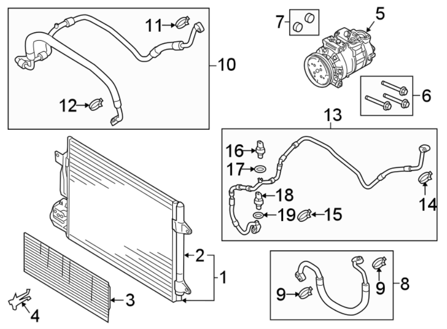 13Air conditioner & heater. Compressor & lines. Condenser.https://images.simplepart.com/images/parts/motor/fullsize/9283133.png