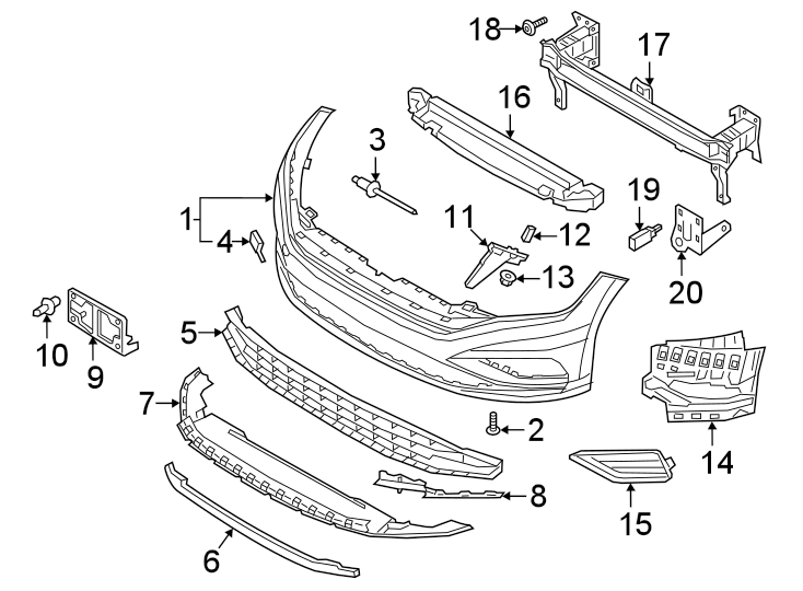 8FRONT BUMPER & GRILLE. BUMPER & COMPONENTS.https://images.simplepart.com/images/parts/motor/fullsize/9284005.png