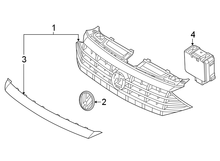 1Front bumper & grille. Grille & components.https://images.simplepart.com/images/parts/motor/fullsize/9284011.png