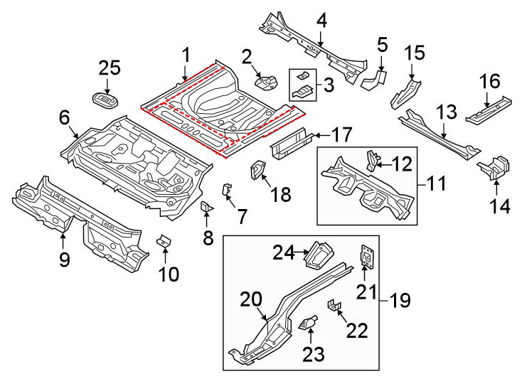 REAR BODY & FLOOR. FLOOR & RAILS.