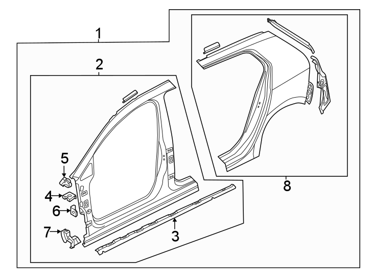 6Pillars. Rocker & floor. Aperture panel. Uniside.https://images.simplepart.com/images/parts/motor/fullsize/9285490.png