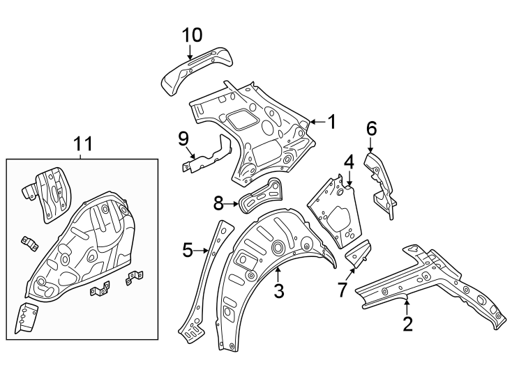 8Quarter panel. Inner structure.https://images.simplepart.com/images/parts/motor/fullsize/9285600.png