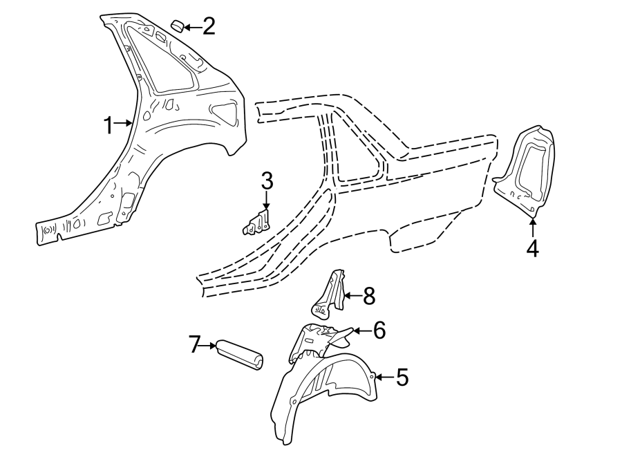 6Quarter panel. Inner structure.https://images.simplepart.com/images/parts/motor/fullsize/9711550.png