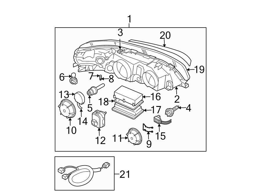 11FRONT LAMPS. HEADLAMP COMPONENTS.https://images.simplepart.com/images/parts/motor/fullsize/9712042.png