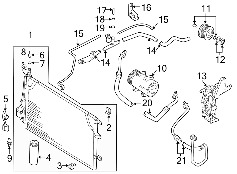 17Air conditioner & heater. Compressor & lines.https://images.simplepart.com/images/parts/motor/fullsize/9712100.png