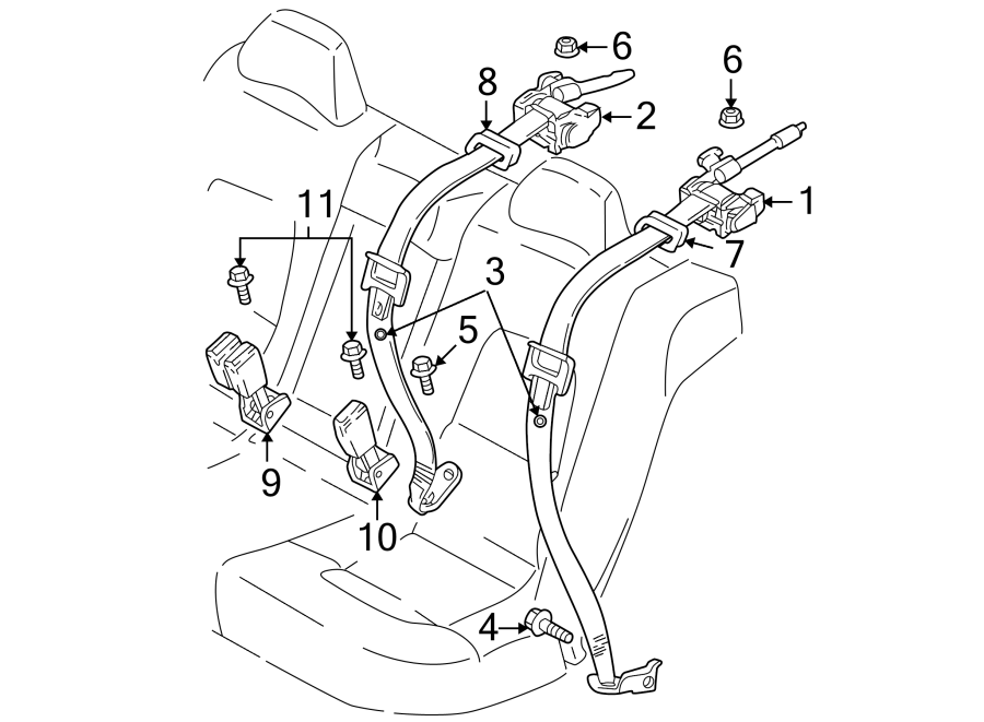 6RESTRAINT SYSTEMS. REAR SEAT BELTS.https://images.simplepart.com/images/parts/motor/fullsize/9712410.png