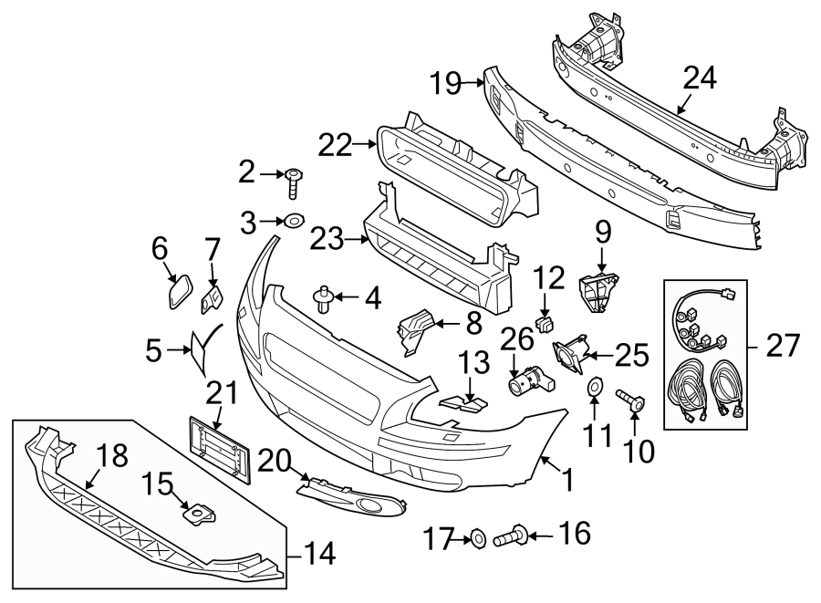 23FRONT BUMPER & GRILLE. BUMPER & COMPONENTS.https://images.simplepart.com/images/parts/motor/fullsize/9714005.png