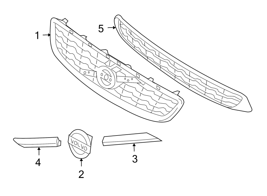 5FRONT BUMPER & GRILLE. GRILLE & COMPONENTS.https://images.simplepart.com/images/parts/motor/fullsize/9714012.png