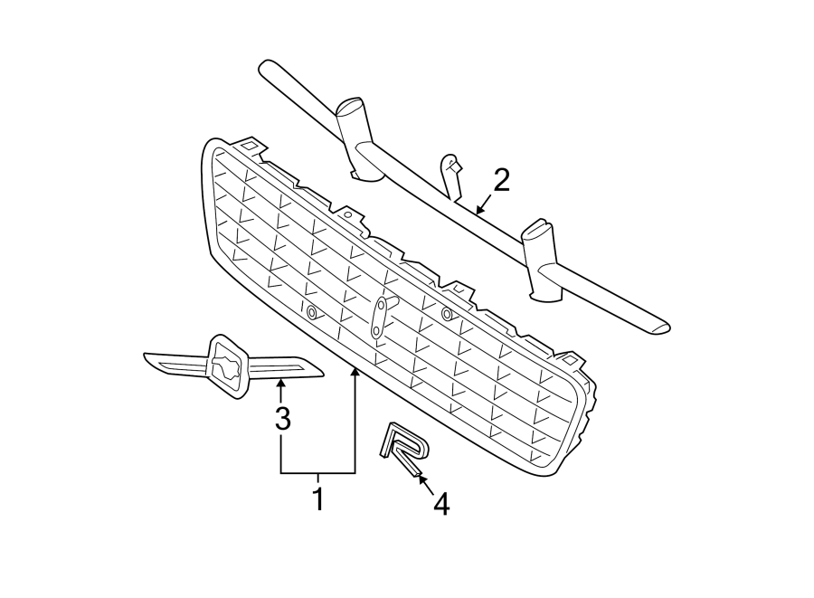 3FRONT BUMPER & GRILLE. GRILLE & COMPONENTS.https://images.simplepart.com/images/parts/motor/fullsize/9715025.png