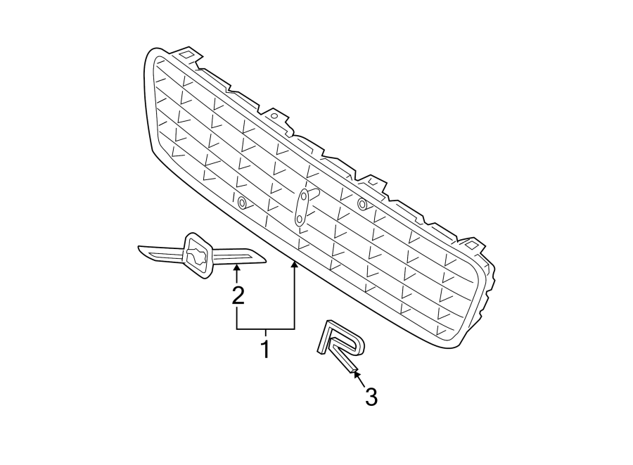 2FRONT BUMPER & GRILLE. GRILLE & COMPONENTS.https://images.simplepart.com/images/parts/motor/fullsize/9715027.png